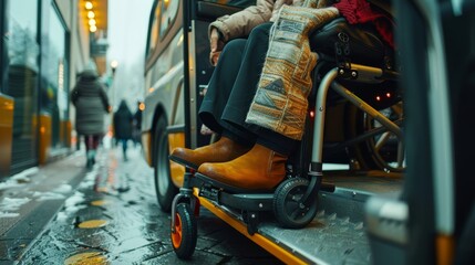 A person with mobility impairments using a wheelchair lift-equipped vehicle for transportation to medical appointments