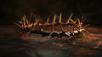 Fototapeta premium Christianity Symbol: Crown of Thorns. Isolated Easter Icon with Sharp Thorn Shape