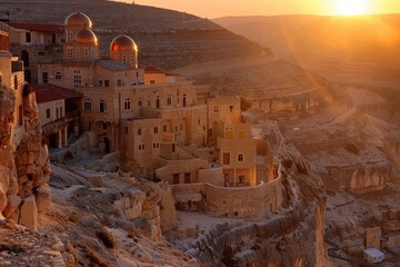 Mar Saba Eastern Orthodox Monastery at Sunset: Exploring the Cave Dwellings of Christian Heritage