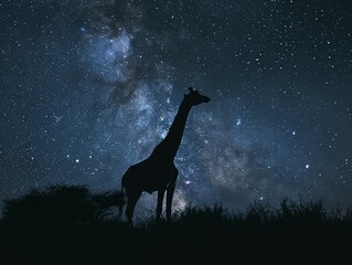 Nighttime safari, spotlight on nocturnal animals, starry sky, adventurous spirit , photographic style