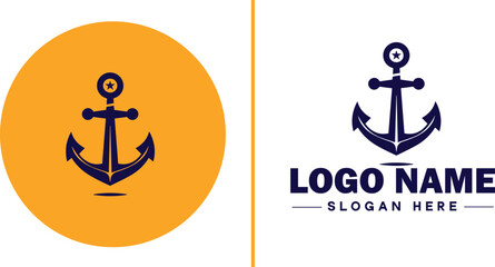 Anchor logo icon vector for Ship Yacht Luxury marine anchor icon logo template