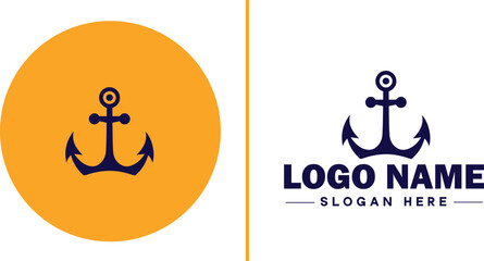 Anchor logo icon vector for Ship Yacht Luxury marine anchor icon logo template