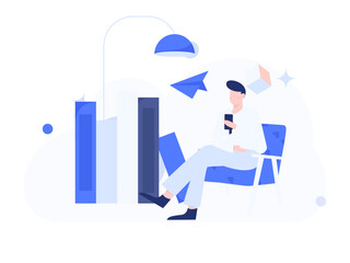 Home indoor character scene flat vector concept operation hand drawn illustration
