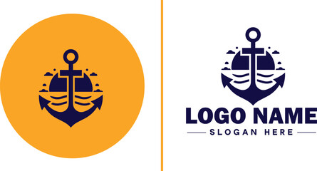 Anchor logo icon vector for Ship Yacht Luxury marine anchor icon logo template © sahadul