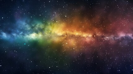 Vibrant space background showcasing nebula and stars with rainbow hues, night sky and colorful milky way