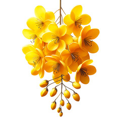 Cassia fistula, Kani Konna flower illustration without background PNG Image for Kerala festival vishu celebration