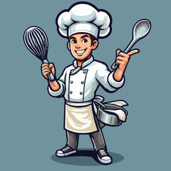 Adobe IllusA vector illustration of a chef poses