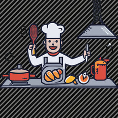 Adobe IllusA vector illustration of a chef poses