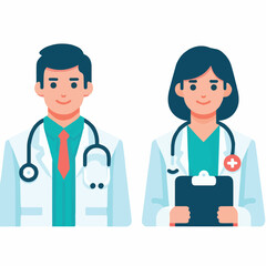 A vector illustration of a doctor poses