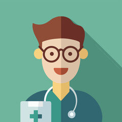 A vector illustration of a doctor poses