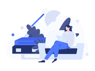 Home indoor character scene flat vector concept operation hand drawn illustration
