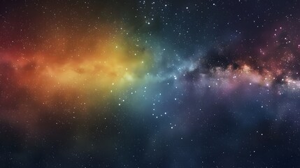 Dynamic space backdrop showcasing nebula and stars with horizontal rainbow colors, night sky and vibrant milky way