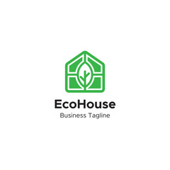 Modern eco home logo Abstract leaf house nature logo Forest woods property building symbol
