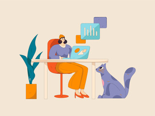 Home indoor character scene flat vector concept operation hand drawn illustration
