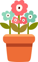 Summer gardening flowers at home nature cute vector illustration