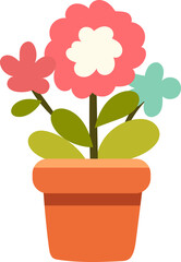 Summer gardening flowers at home nature cute vector illustration