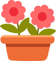 Summer gardening flowers at home nature cute vector illustration