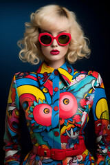 Obraz premium Fashion Merges with Contemporary Art: Expressive Display in Bold Pop Art 