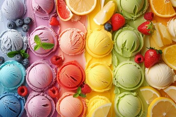 Dripping fruit sorbet hues, a palette of refreshing flavors - obrazy, fototapety, plakaty