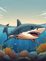 Obraz premium shark cartoon isolated on white