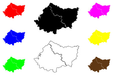 Xiangyang city (People's Republic of China, PRC) map vector illustration, scribble sketch Xiangfan, Siangyang, Siang-yang Prefecture-level city map