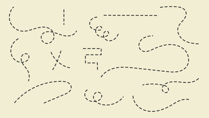 Hand Drawn Curve Dotted Line, Abstract Travel Dotted Line