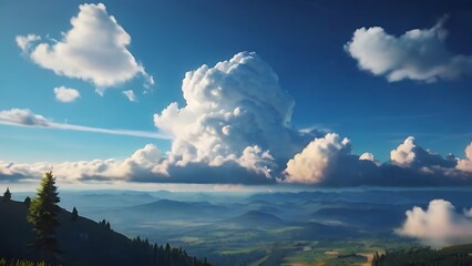 Fototapeta na wymiar Lake under Summer Sky with Clouds Reflection, background landscape