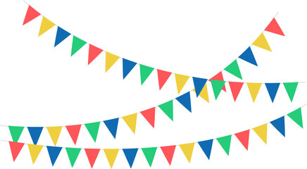 Triangular cross flags, decorative colorful party pennants for birthday celebration, festival decoration. - obrazy, fototapety, plakaty