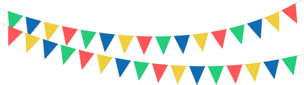 Triangular swag flags, decorative colorful party pennants for birthday celebration, festival decoration.