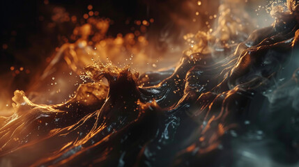A stream of liquid metal transforming organically in a mesmerizing abstract fluid background.