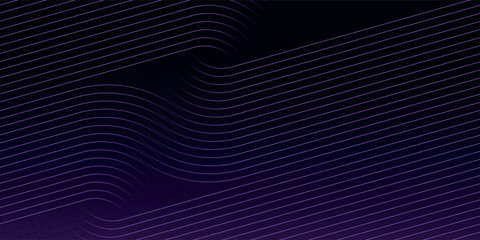 Abstract glowing wave lines on dark background. Dynamic wave pattern. Modern gradient flowing wavy lines. Futuristic technology concept. Suit for banner, poster
