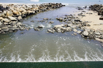 Here, wastewater from the Mirelles district is discharged directly into the Atlantic. Fortaleza district Mirelles, Ceará - Brazil.