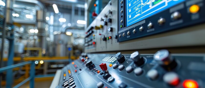 A macro shot of an automated refinery control system illustrating the use of technology in optimizing petrochemical processes