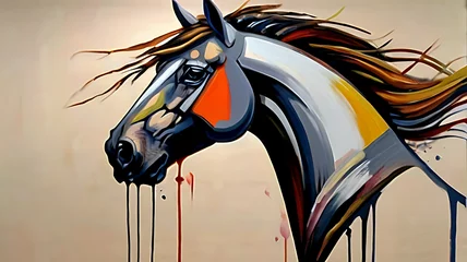 Küchenrückwand glas motiv horse on a horse © art design