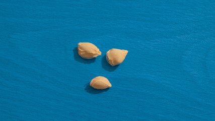 pomelo seeds on blue background