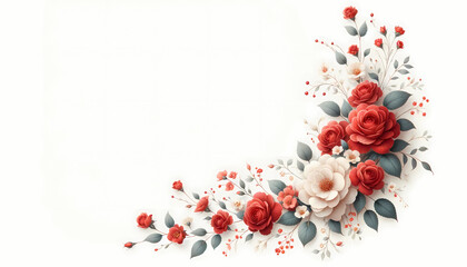 Design a delicate floral arrangement in the far left corner against a pure white background