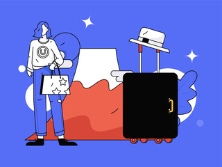 Holiday travel travel characters internet background vector hand drawn illustration
