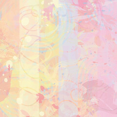 Abstract illustration, colorful rainbow digital painting. Square background.