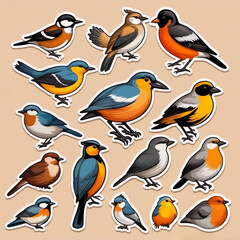 Diseño de pegatinas 3d pájaros