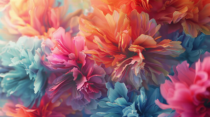 Abstract splash of colors, resembling a blooming garden in spring hues. ,
