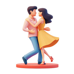 Colorful 3D Flat Icon of Couple Holding Hands, Companionship Theme, Isolated