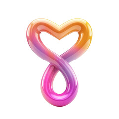 3D Colorful Flat Icon of Heart-Shaped Infinity, Love and Eternity Concept, Isolated
