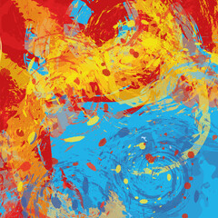 Abstract illustration, colorful rainbow digital painting. Square background.