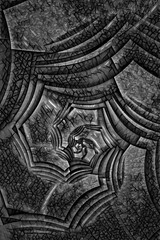 spiral with animal skin scale effect in shades of grey