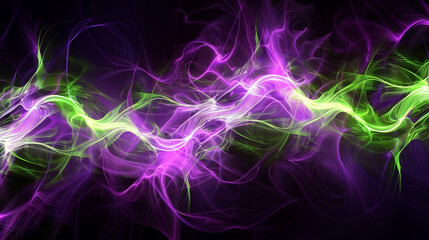 Artistic interpretation of sound waves in vibrant violet and neon green.