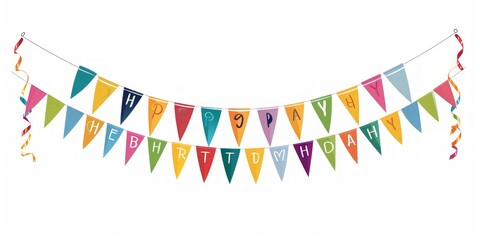 Carnival garland with flags on white background. Decorative colorful pennants for birthday celebration, festival and bright decoration.