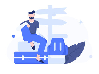 Holiday travel travel characters internet background vector hand drawn illustration
