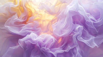 Obraz premium Fluid abstract art in a harmonious blend of lavender and soft yellow. ,