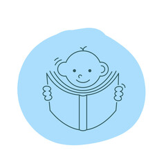 Man is reading book. Funny character design. Vector illustration in trendy linear cartoon style