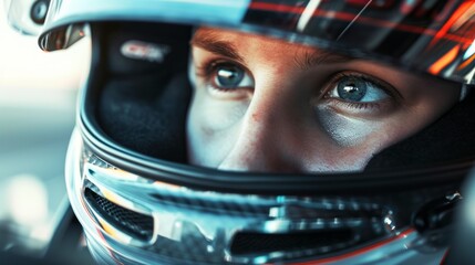 Closeup portrait of a man in helmet